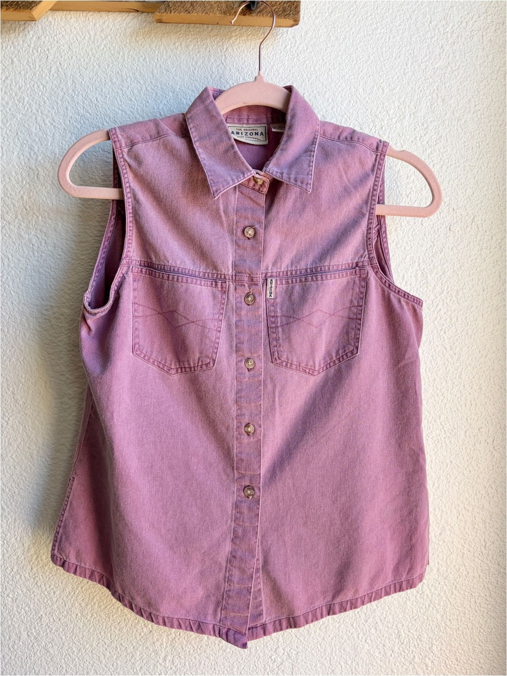 Vintage 90s Washed Mauve Sleeveless Western Blouse Md